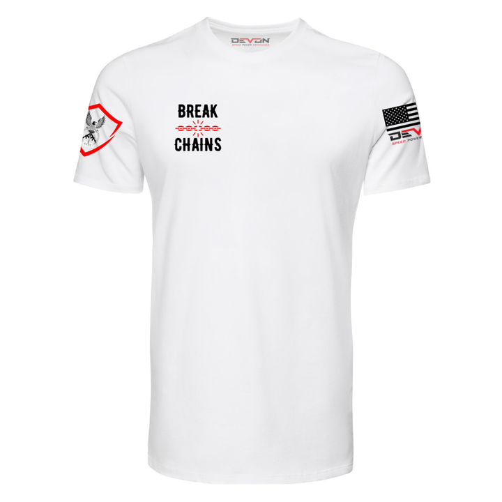Devon Built Break Chains tee with anti sex trafficking graphic, alternate view 4
