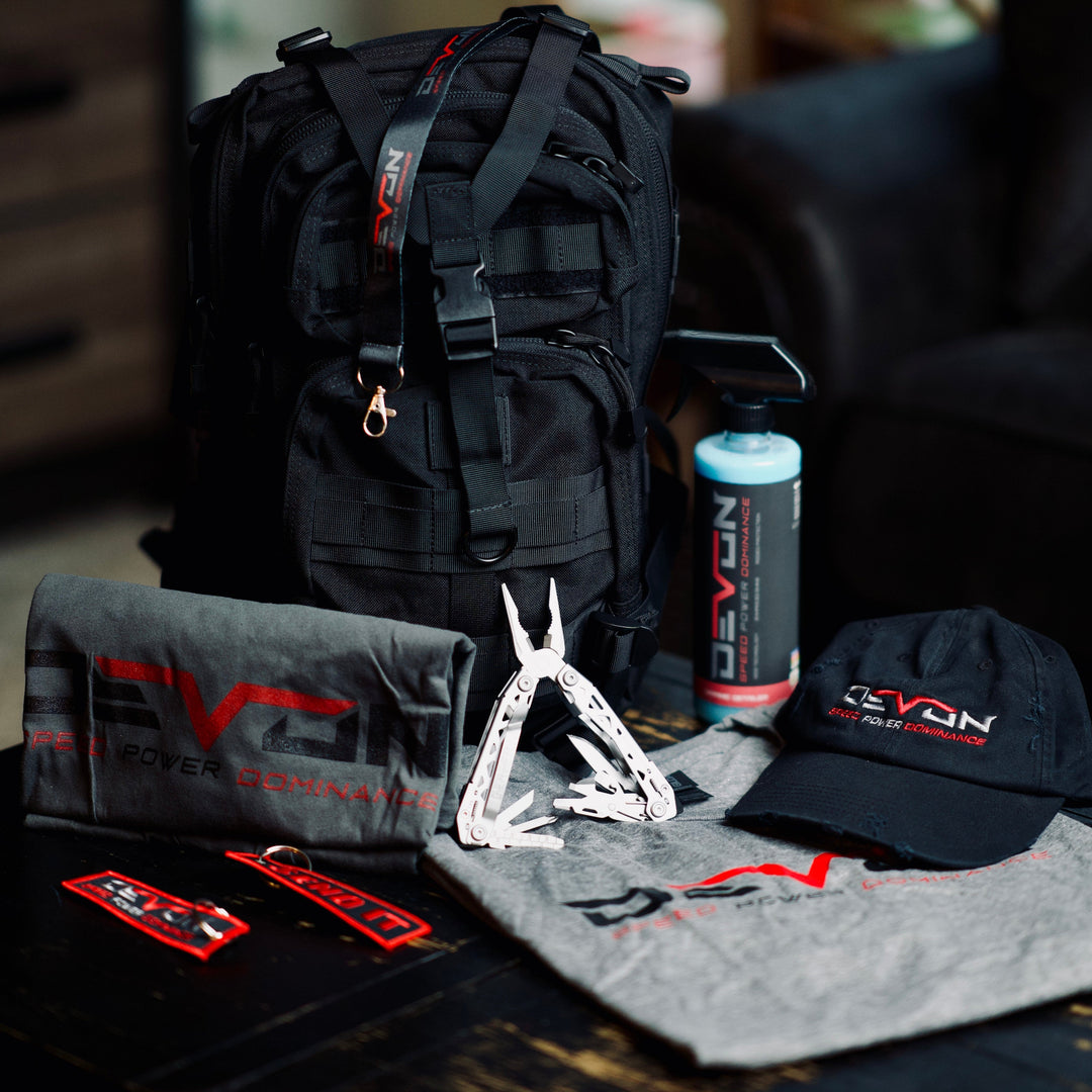 Devon Built Essentials Bundle with Condor backpack, multi-tool, tee, cap, and accessories, alternate view 4