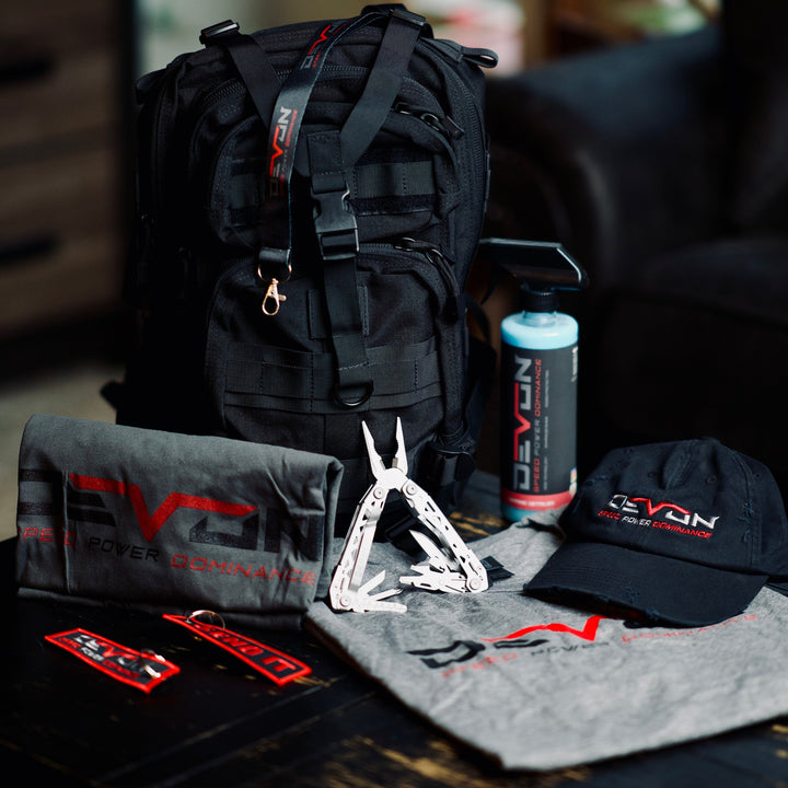 Devon Built Essentials Bundle with Condor backpack, multi-tool, tee, cap, and accessories, alternate view 4