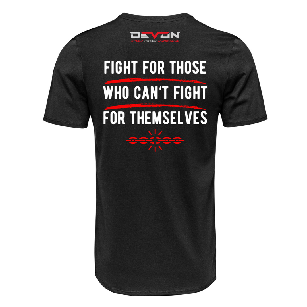 Devon Built black Anti Sex Trafficking Warriors logo tee, alternate view