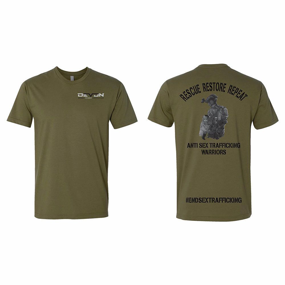 Devon Built Rescue Restore Repeat anti trafficking tee, alternate view 2