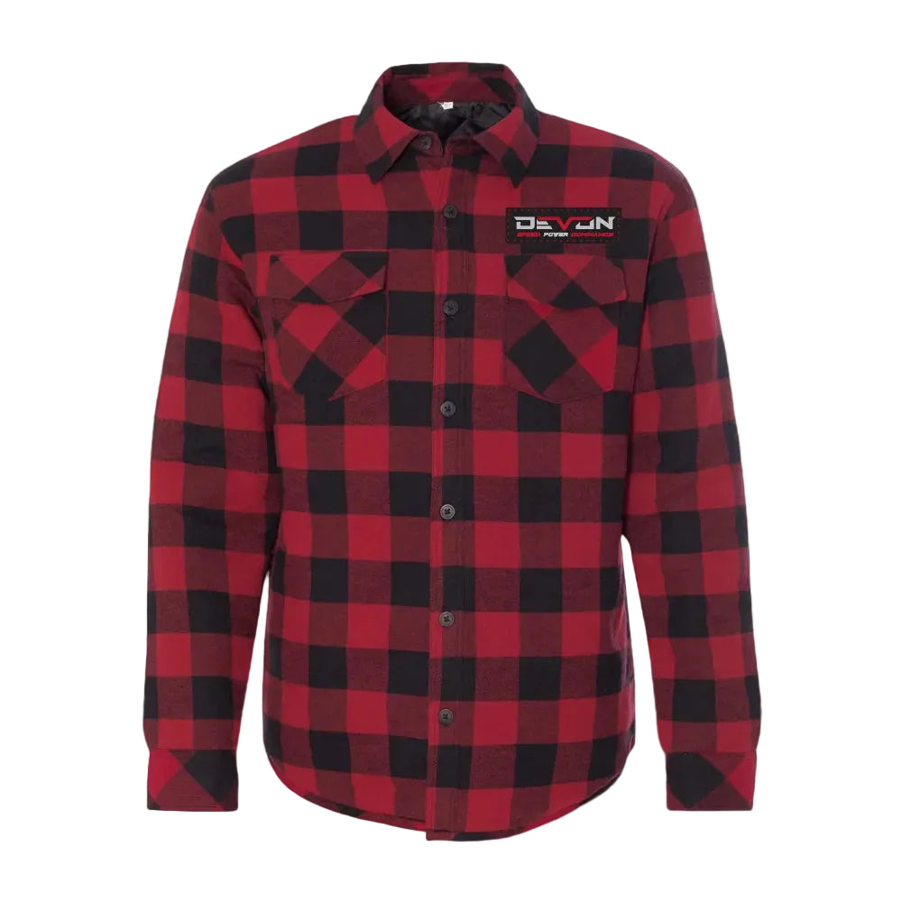 Devon Built red sherpa lined flannel shirt, alternate view