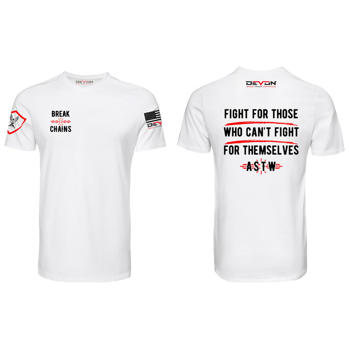 Devon Built Break Chains tee with anti sex trafficking graphic, alternate view 5