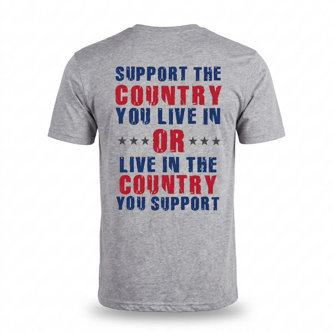 Devon Built white Support Your Country patriot tee, front view