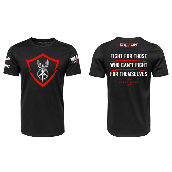 Devon Built black Anti Sex Trafficking Warriors logo tee, alternate view 2
