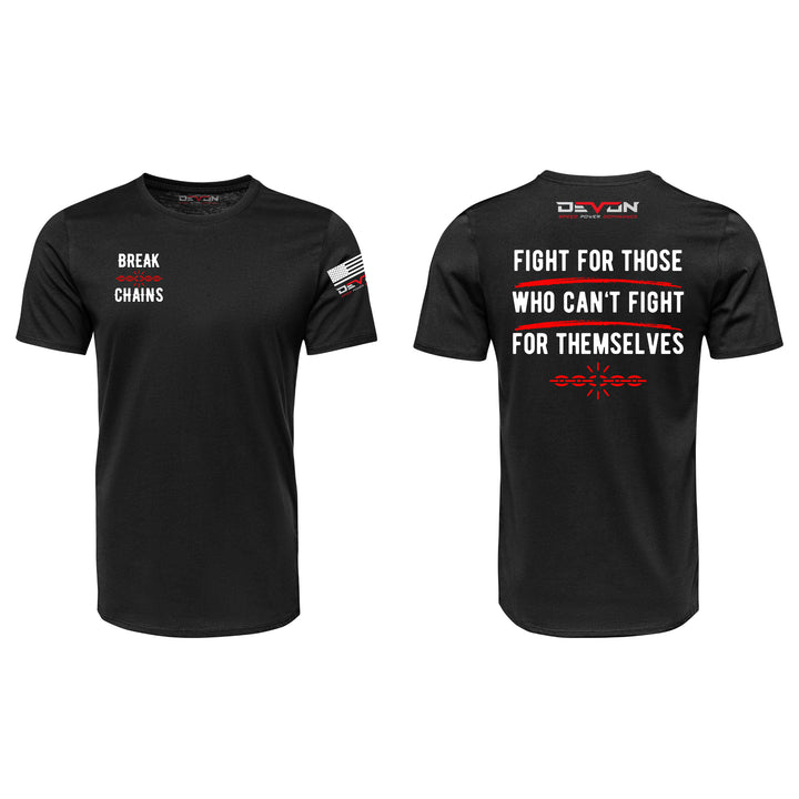 Devon Built Break Chains tee with anti sex trafficking graphic, alternate view 2