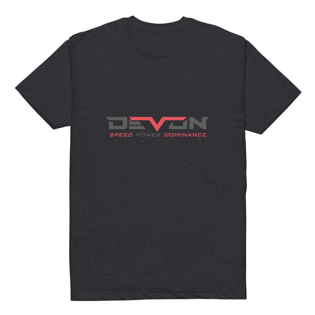 Devon Built Cross Tee, back view with chrome cross and DEVON in cranberry