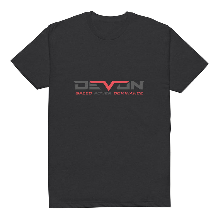 Devon Built Cross Tee, back view with chrome cross and DEVON in cranberry